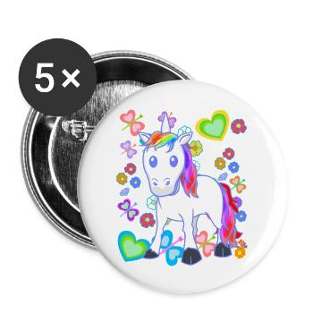 Licorne Licornes Enfants Enfant Cheval Chevaux - Lot de 5 grands badges (56 mm) - blanc - Devant