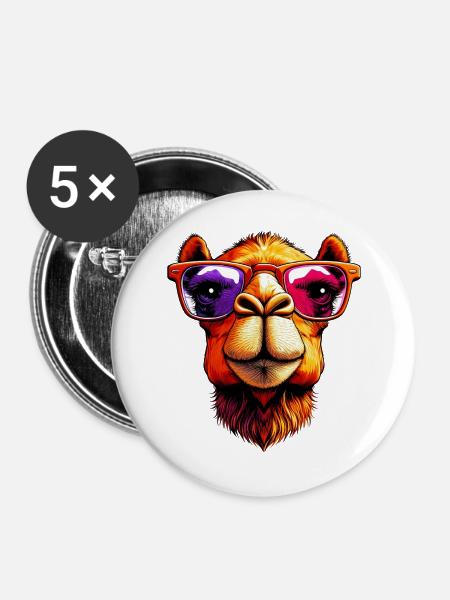 Kamel - Buttons groß 56 mm (5er Pack) - Weiß