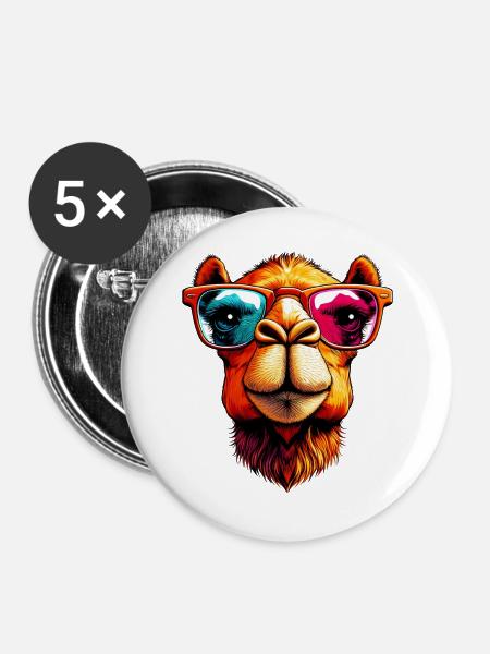 Kamel - Buttons groß 56 mm (5er Pack) - Weiß