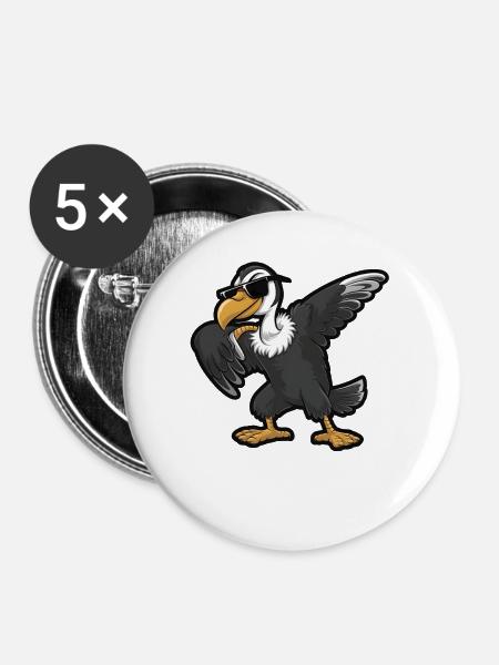 Geier - Buttons groß 56 mm (5er Pack) - Weiß