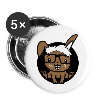 Bunny Nerd Geek Horn-Rimmed Glasses Hole Freak Intelligent - Buttons large 2.2''/56 mm (5-pack) - white - Front