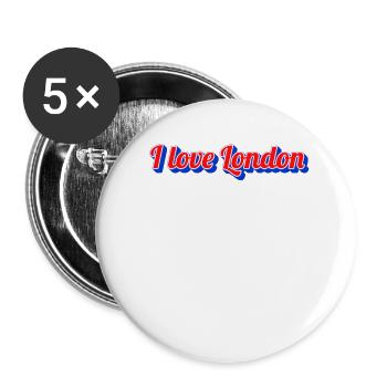 I Love London Script - Buttons groß 56 mm (5er Pack) - Weiß - Vorne