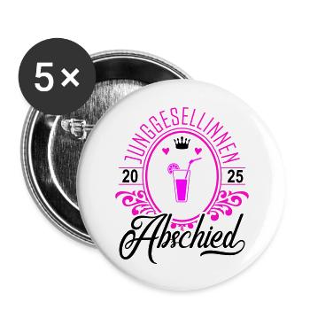 Enterrement de vie de jeune fille 2025 - Lot de 5 grands badges (56 mm) - blanc - Devant