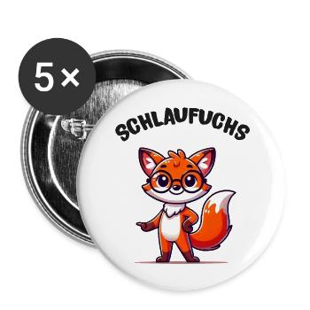 Renard intelligent - Lot de 5 grands badges (56 mm) - blanc - Devant