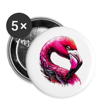 Flamant - Lot de 5 grands badges (56 mm) - blanc - Devant
