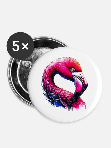 Flamingo - Buttons groß 56 mm (5er Pack) - Weiß