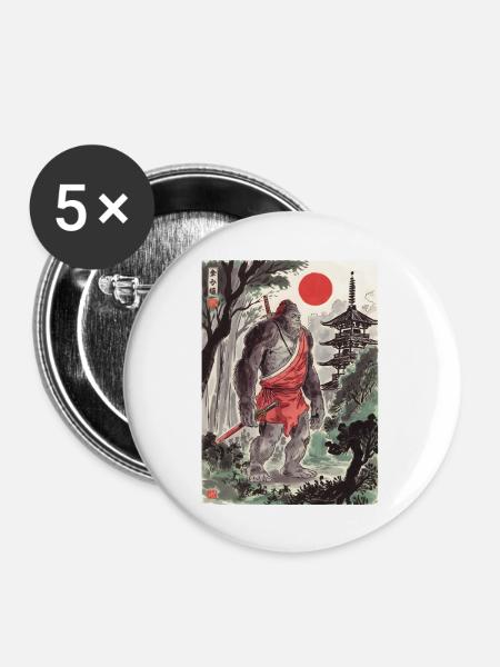 Samurai - Buttons groß 56 mm (5er Pack) - Weiß