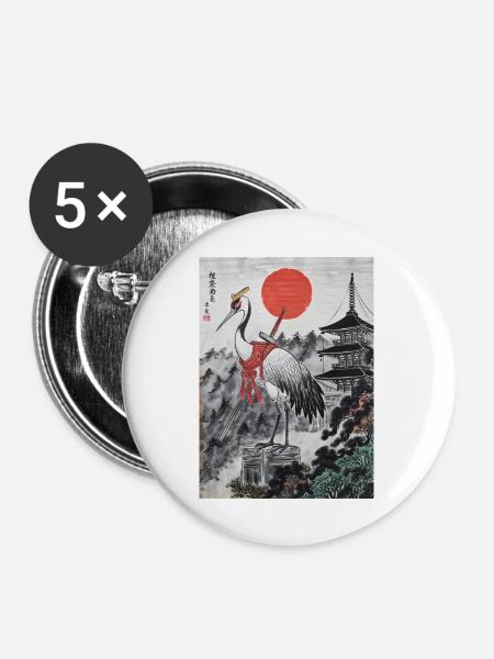 Samurai - Buttons groß 56 mm (5er Pack) - Weiß