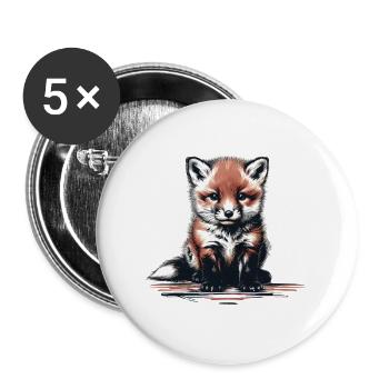 Waldtier Fuchs Füchse Kinder Kind Märchen - Buttons groß 56 mm (5er Pack) - Weiß - Vorne