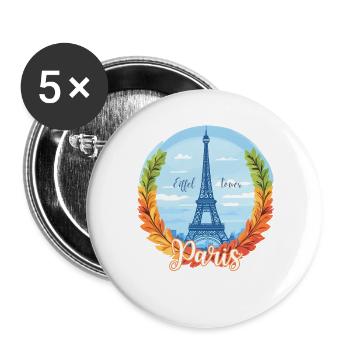 Paris Skyline with Laurel Frame - Buttons large 2.2''/56 mm (5-pack) - white - Front