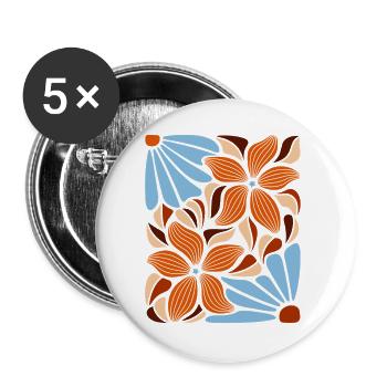 Boho Flowers Spring Summer Garden Nature - Buttons large 2.2''/56 mm (5-pack) - white - Front
