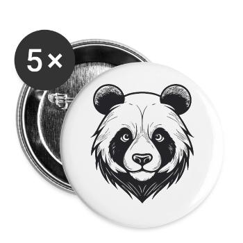 Visage d’ours avec breloque d’animal sauvage - Lot de 5 grands badges (56 mm) - blanc - Devant