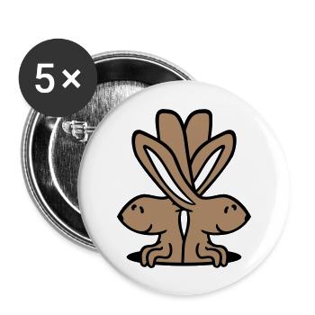 2 trous lapins fond deux amis équipe équipage couple plaisir - Lot de 5 grands badges (56 mm) - blanc - Devant