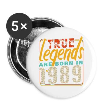 True legends are born in 1989 Vintage anniversaire - Lot de 5 grands badges (56 mm) - blanc - Devant