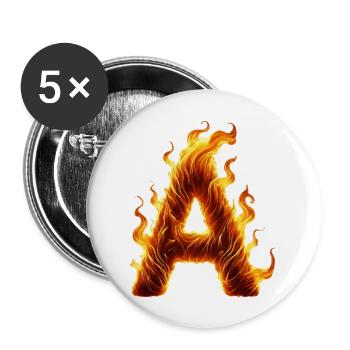 Letter A Flames - Buttons large 2.2''/56 mm (5-pack) - white - Front
