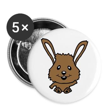 Hase Kaninchen Häschen Cartoon Kleintier niedlich - Buttons groß 56 mm (5er Pack) - Weiß - Vorne
