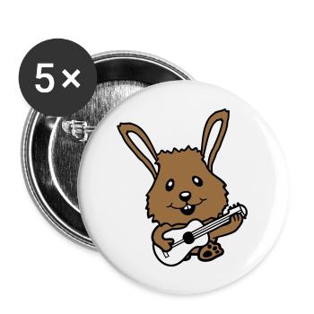 Hase spielt Gitarre Musik Spaß Hobby Instrument - Buttons groß 56 mm (5er Pack) - Weiß - Vorne
