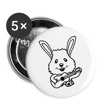 Hase spielt Gitarre Musik Spaß Hobby Instrument - Buttons groß 56 mm (5er Pack) - Weiß - Vorne