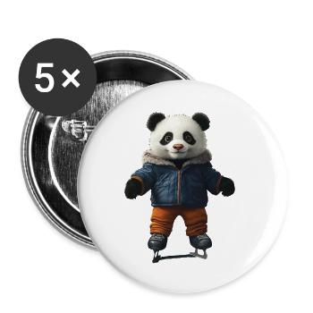 Panda - Buttons groß 56 mm (5er Pack) - Weiß - Vorne