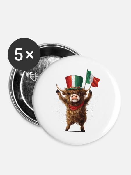 Hochlandrind - Buttons groß 56 mm (5er Pack) - Weiß