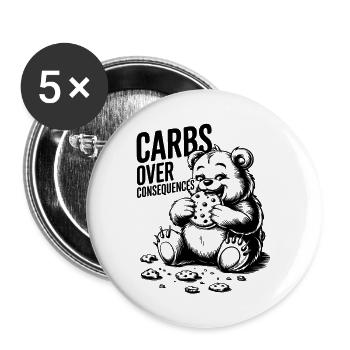 Carbs Over Consequences Bear Illustration - Buttons large 2.2''/56 mm (5-pack) - white - Front