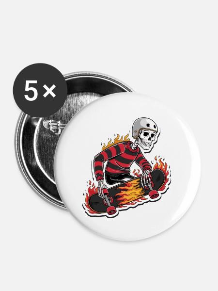FLAMENDES SKATEBOARD - Buttons groß 56 mm (5er Pack) - Weiß