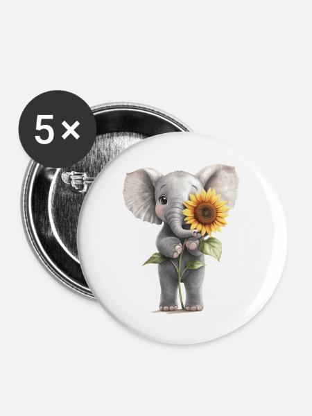Hochlandrind - Buttons groß 56 mm (5er Pack) - Weiß