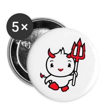 oiseau diable cornes satan trident enfer mal cool - Lot de 5 grands badges (56 mm) - blanc - Devant