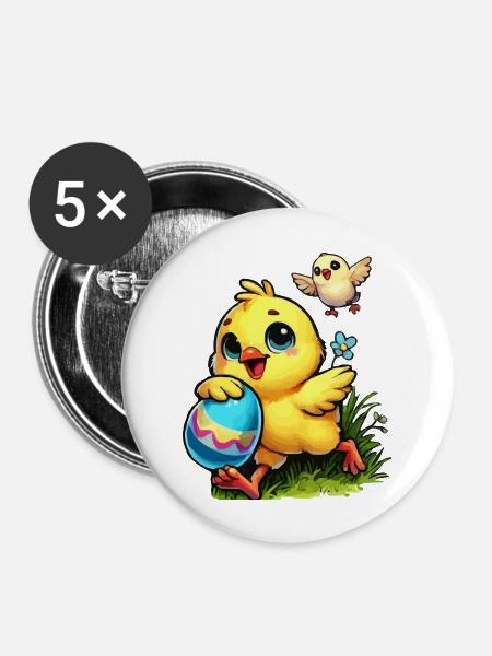 kuecken ostern - Buttons groß 56 mm (5er Pack) - Weiß
