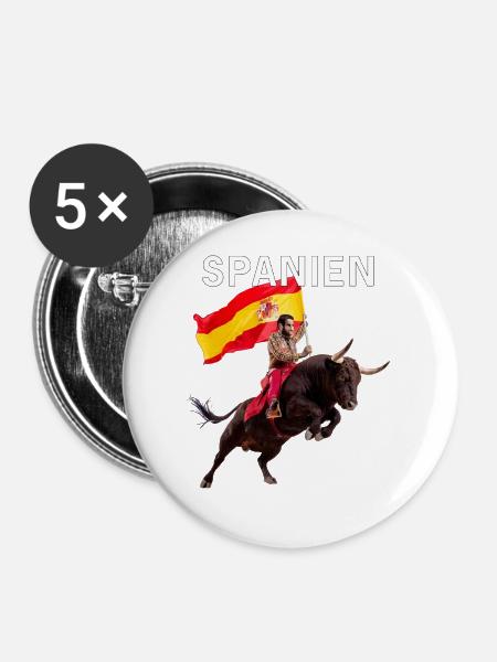 SPANIEN - Buttons groß 56 mm (5er Pack) - Weiß