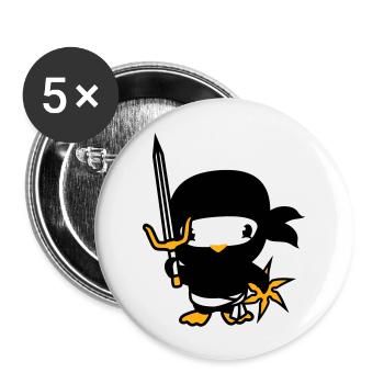 Oiseau Ninja Combattant Assassin Épée Ninja Star - Lot de 5 grands badges (56 mm) - blanc - Devant