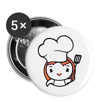 Bird Chef Hat Duck Delicious Hunger Food Cute - Buttons large 2.2''/56 mm (5-pack) - white - Front