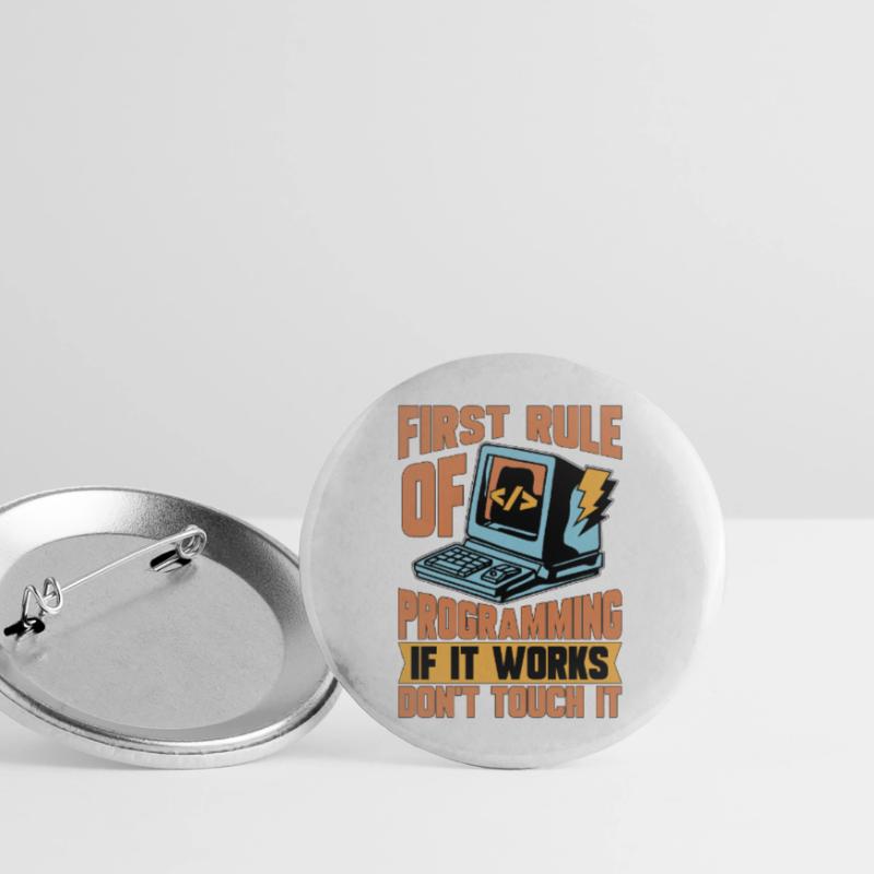 Codeur Première règle de programmation si développeur Web Lot de 5 grands badges (56 mm)