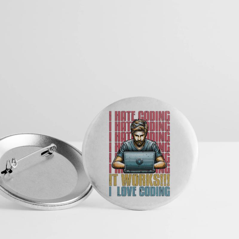 Codeur Je déteste coder Développeur Technologie Codeurs Lot de 5 grands badges (56 mm)