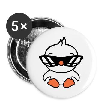 Vogel Sonnenbrille Cool schwarze Brille Coolness - Buttons groß 56 mm (5er Pack) - Weiß - Vorne