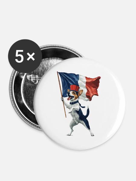 Jack Russell Terrier - Buttons groß 56 mm (5er Pack) - Weiß