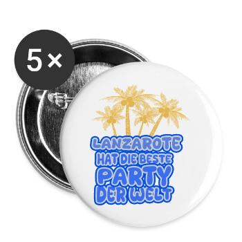 Urlaub Lanzarote - Buttons groß 56 mm (5er Pack) - Weiß - Vorne