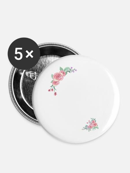 Buchstabe g Blumen - Buttons groß 56 mm (5er Pack) - Weiß