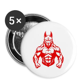 Dog Beast Muscles Gym Bodybuilding - Buttons large 2.2''/56 mm (5-pack) - white - Front