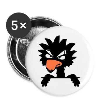 Raven Bird Peeps Evil Cool Funny Comic Humor Fun - Buttons large 2.2''/56 mm (5-pack) - white - Front