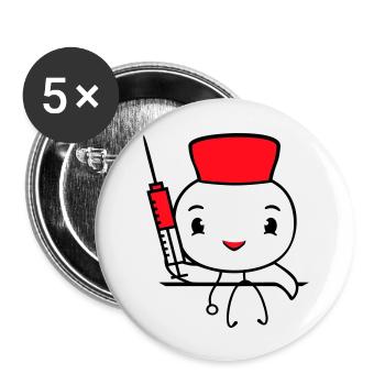 Ente Krankenschwester Arzt Spritze Krankenhaus süß - Buttons groß 56 mm (5er Pack) - Weiß - Vorne