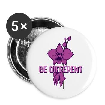 BE DIFFERENT - Orchid Flower Love Positivity - Buttons large 2.2''/56 mm (5-pack) - white - Front