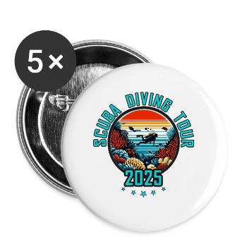 Scuba Diving Tour 2025 - Buttons groß 56 mm (5er Pack) - Weiß - Vorne