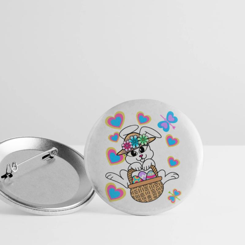 Easter Bunny Easter Bunny Eggs Easter Eggs Easter Buttons large 2.2''/56 mm (5-pack)