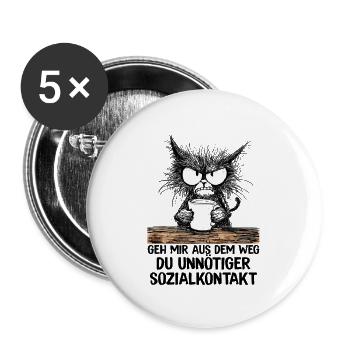 Geh mir aus dem Weg Du unnötiger Sozialkontakt - Buttons groß 56 mm (5er Pack) - Weiß - Vorne