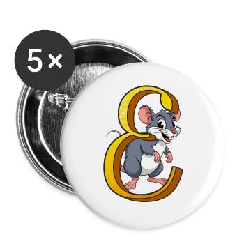 BUCHSTABE E - Buttons groß 56 mm (5er Pack) - Weiß - Vorne