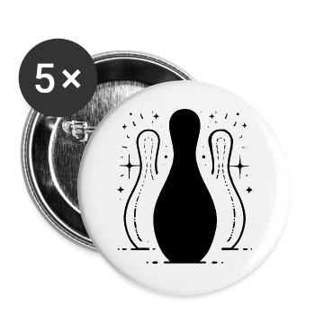 Bowling Sketch - Buttons large 2.2''/56 mm (5-pack) - white - Front
