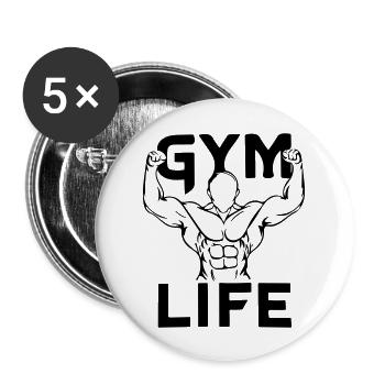Leben im Fitnessstudio - Buttons groß 56 mm (5er Pack) - Weiß - Vorne