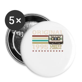 30ème anniversaire cadeau mari cassette avril 1995 - Lot de 5 grands badges (56 mm) - blanc - Devant
