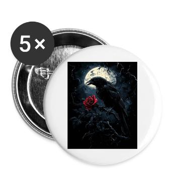 Raven Rose Moon Gloomy Gothic Black Crow - Buttons large 2.2''/56 mm (5-pack) - white - Front